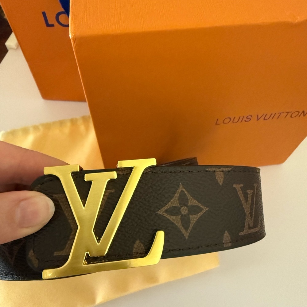 Louis Vuitton Monogram Belt with Gold Buckle
